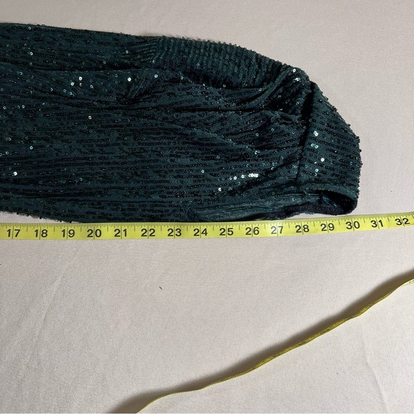 Zara Sequined Sheer Balloon Pants Elastic Waist Size Small Green Club Night NWT - Picture 11 of 16